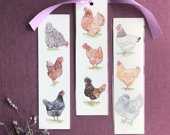 Chicken Bookmark Set,Handmade,Original Watercolor Paintings,Reader Gift,Book Lover Gift,Gift for Women,Bookworm For Her,Avid Reader Gift