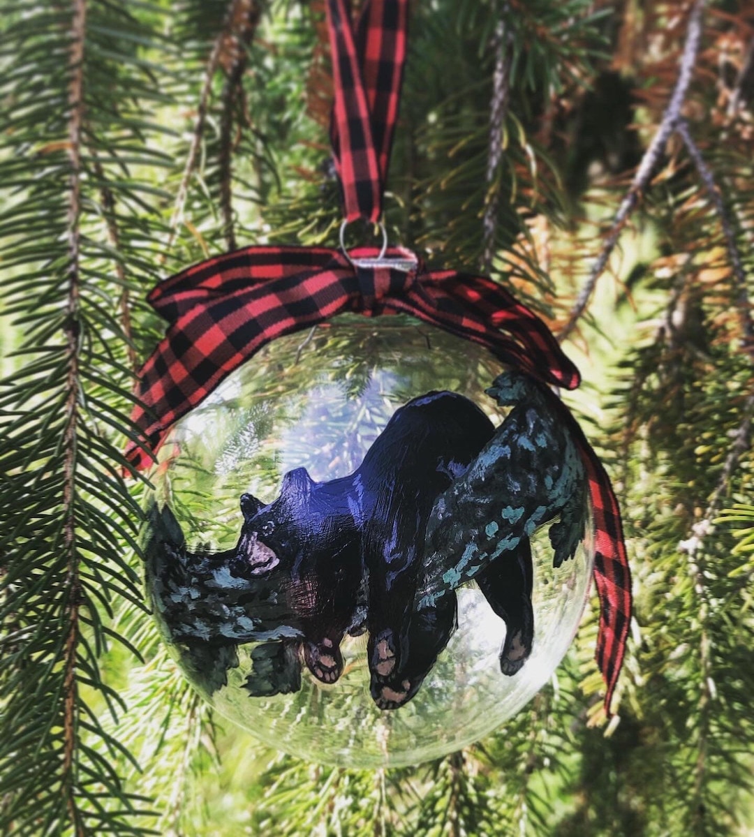 Hand Painted Lazy Black Bear Christmas Ornament|bear Lover Gift|home ...