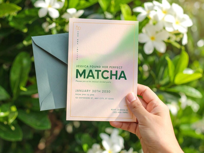 Matcha Bridal Shower Invitation She Found Her Perfect Matcha Template ...