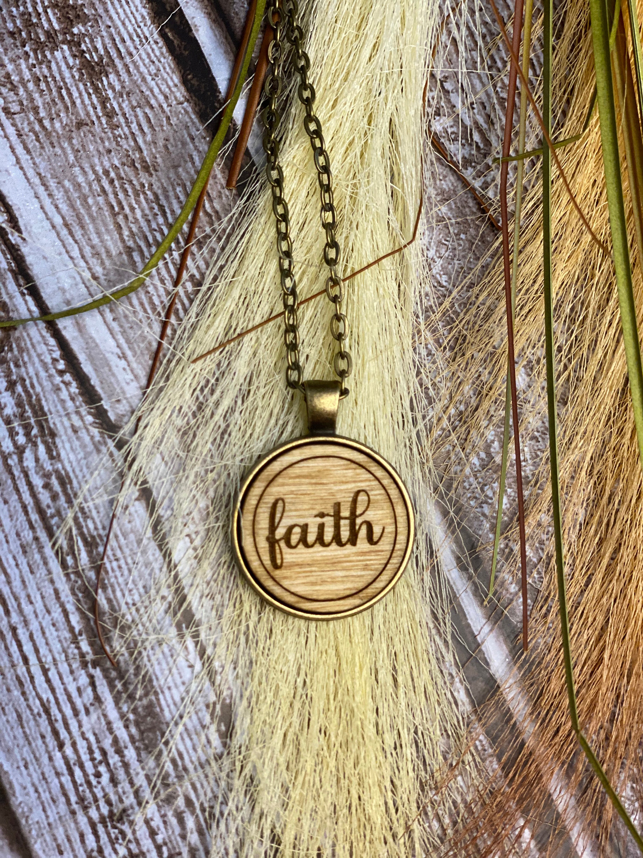 Necklace Wood Engraved Personalized Necklace Pendant Etsy