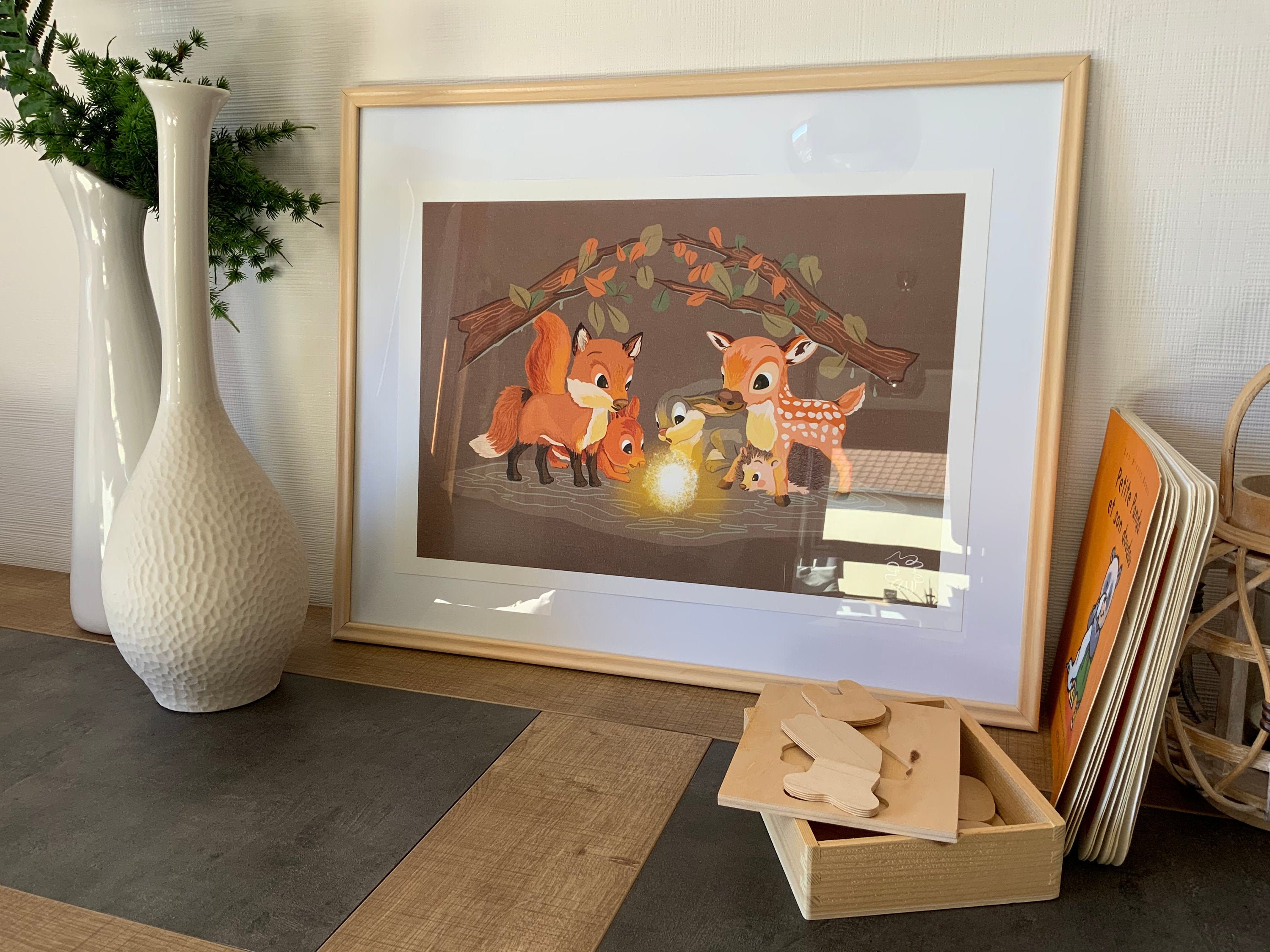 Illustration Animaux Forêt - Impression Format A4/A3 Affiche Chambre d'enfant Décoration Murale