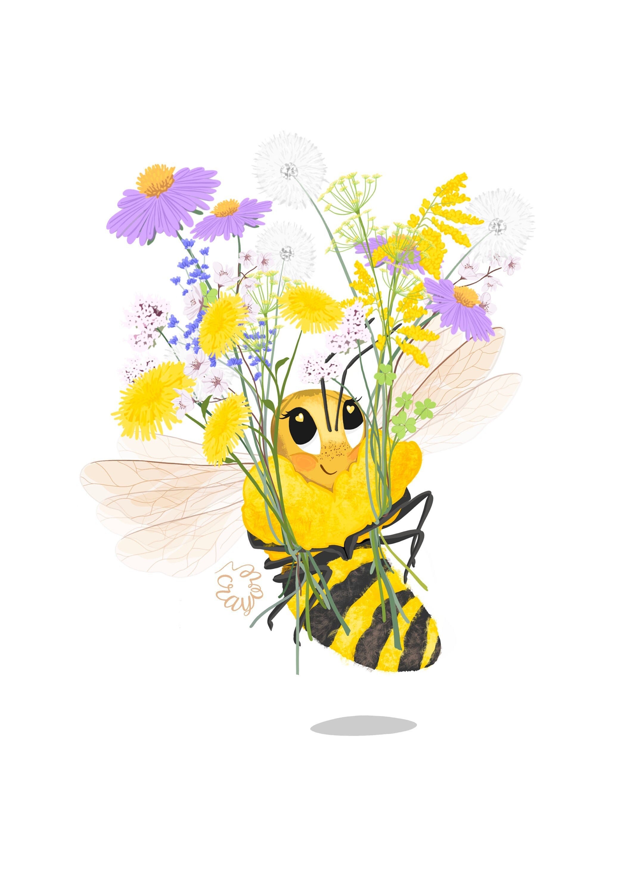 Illustration Abeille - Impression Format A4 Affiche Chambre d'enfant Décoration Murale