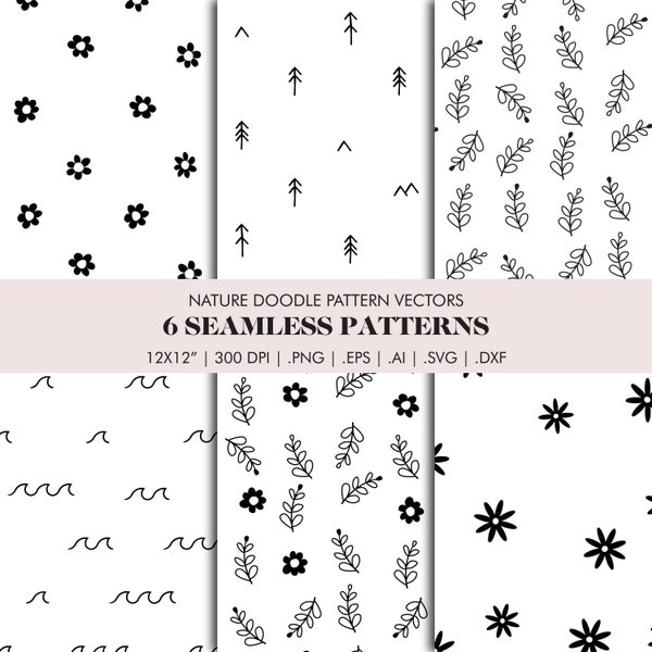 Digital Seamless Nature Symbol Vector Patterns - svg eps dxf png | transparent image file for Cricut, Silhouette, Glowforge