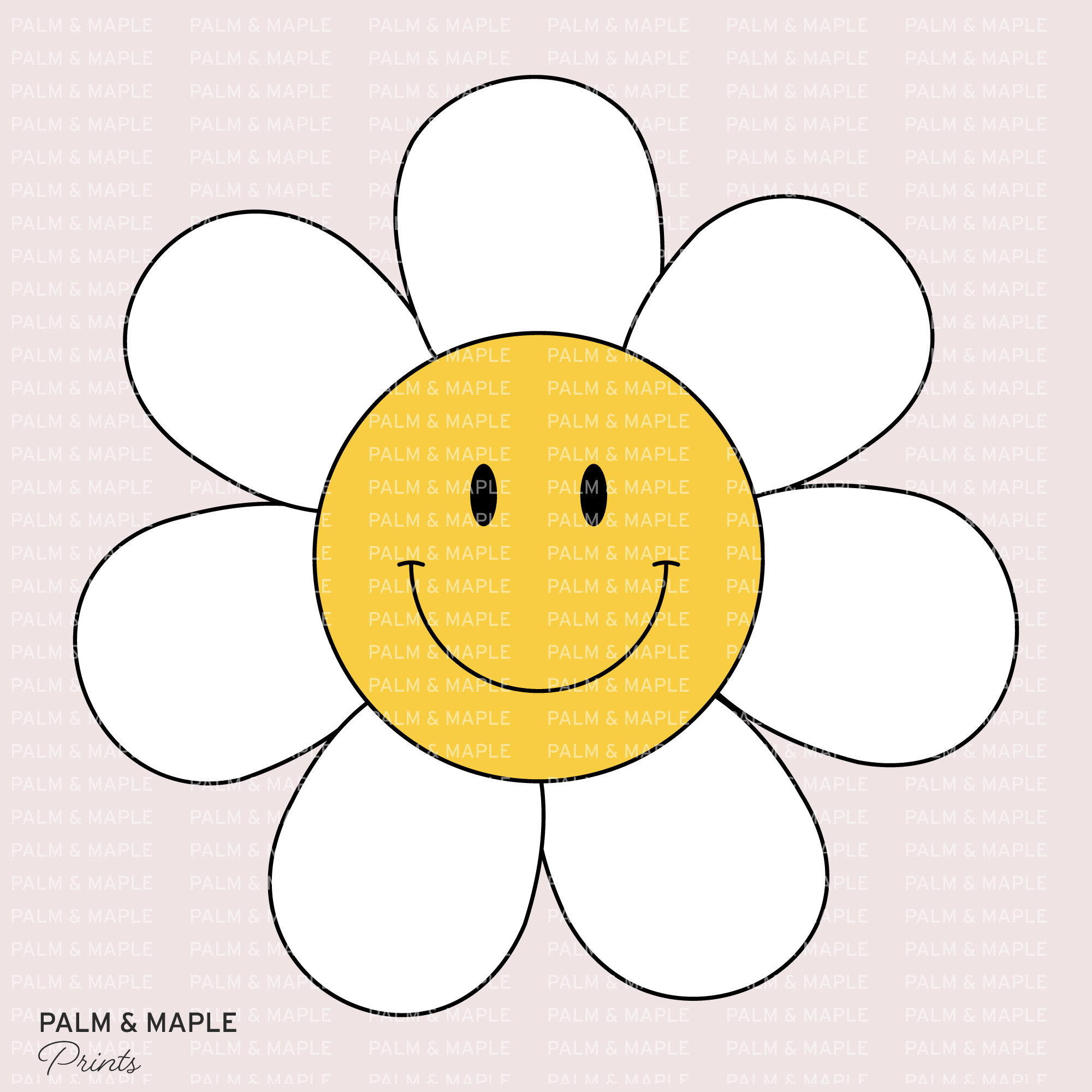 Smiley Face Flower Vector Svg Eps Dxf Png High Res - Etsy Canada