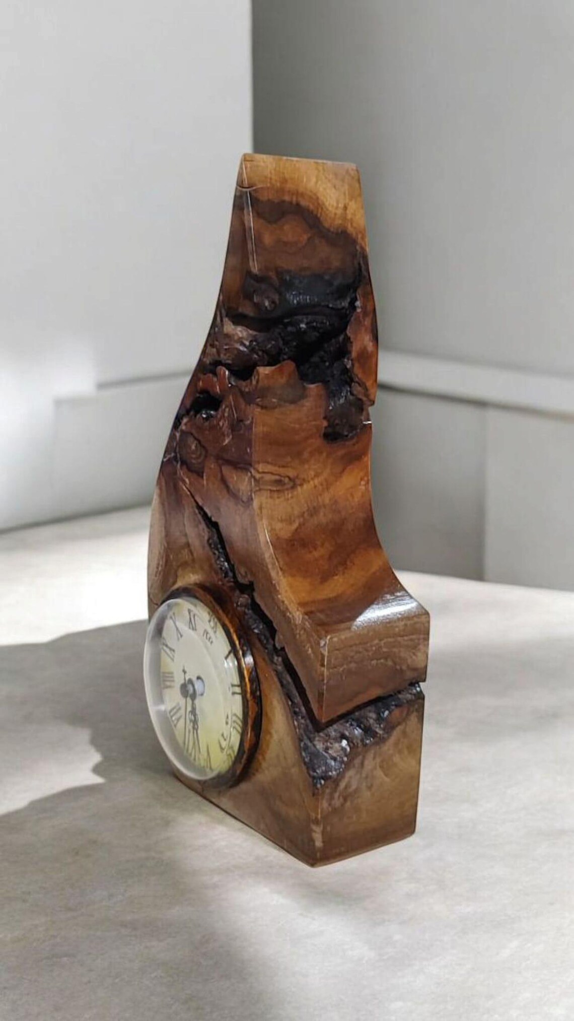 Handmade Wooden Desk Clock – Rustic Minimalist Wood Clock, Natural Home ...