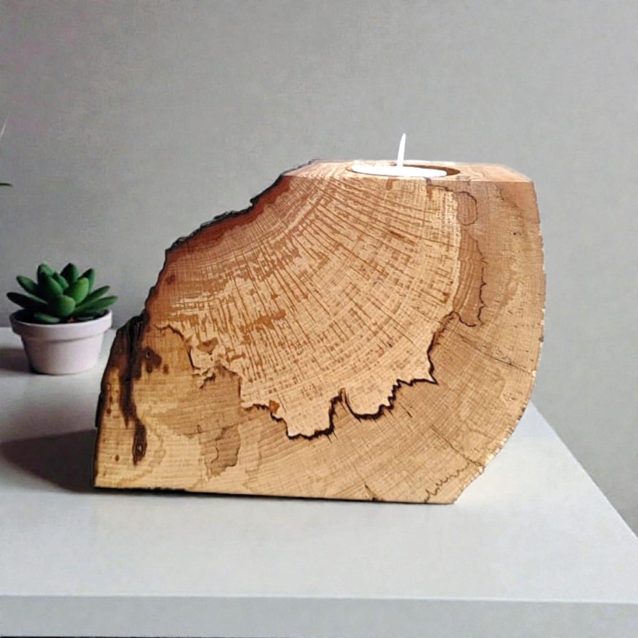 Handmade Beech Wood Desk Clock With Candle Holder – Rustic Wooden Decor ...