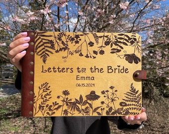Ducha nupcial personalizada con libro de visitas de flores silvestres, cartas a la novia, regalo de la futura señora para la novia, consejos para la futura novia