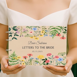 Libro de visitas para cartas a la novia, regalo personalizado para despedida de soltera con flores silvestres, libro de recuerdos florales de damas de honor o amigas, futura novia