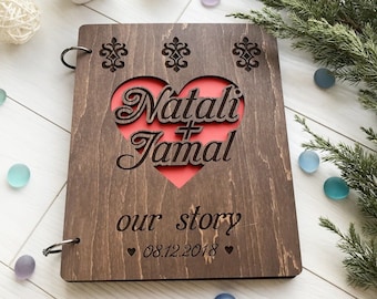 Personalized Wooden Scrapbook, Anniversary Photo Album