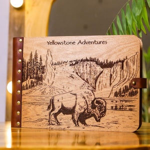 Álbum de fotografías del Parque Nacional de Yellowstone, libro de aventuras del Gran Cañón de Yellowstone, diario de viaje de bisontes de Yellowstone, regalo para aventureros