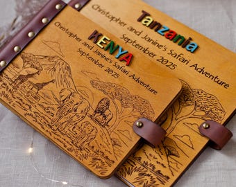 Personalized African Safari Adventure Book Africa Travel Journal Gift Africa Honeymoon Gift Africa Vacation Album Anniversary Memory Journal
