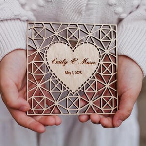 Gepersonaliseerde houten trouwbedankjes in bulk – aangepaste hartkaarten – houten onderzetters voor rustieke huwelijksgunsten – cadeaus voor gasten
