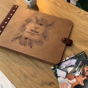 Libro degli ospiti tropicale, album fotografico personalizzato per matrimonio con foglie di palma, registrazione degli invitati al matrimonio, album fotografico per la luna di miele alle Hawaii, foto 4x6