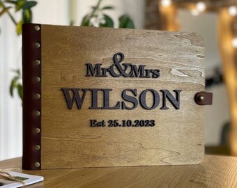 Mr and Mrs Wedding Guest Book Sign Wedding Photo Album 3D Text Family Rustic guest book Unique Wedding Guestbook Guest Book alternative