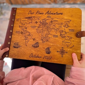 Our Rome Adventure Book Our Adventure Book leather Personalized Wooden Guest Book World Map Adventure Awaits book Adventure Book for couples