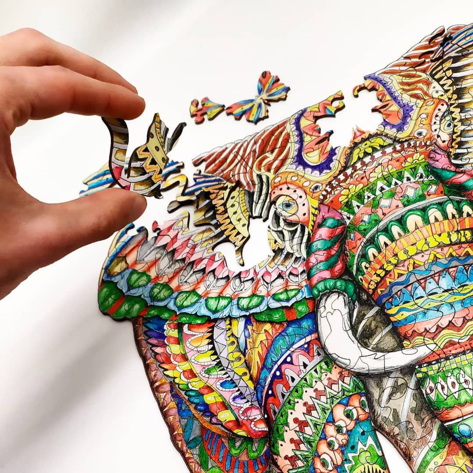 Wooden Elephant puzzles for adults and kids Jigsaw Mosaic Etsy