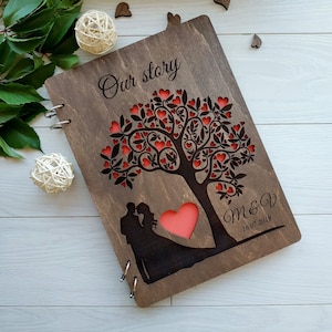 Personalized Wooden Photo Album, Wedding Album, Valentine&#39;s Day Gift, Memory Gift Book for Him, Personalized Photo Book, Personalized Book
