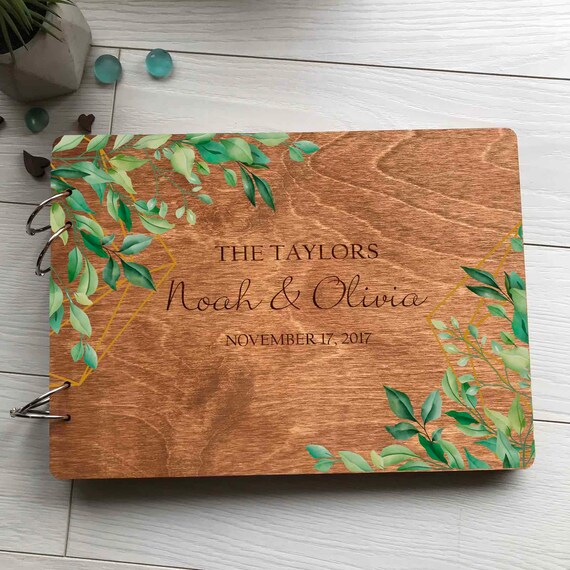 Libro degli ospiti per matrimonio, eucalipto con fogliame verde, libro degli ospiti personalizzato, album di nozze in legno, matrimonio rustico, libro degli ospiti alternativo e unico, boho - Italia