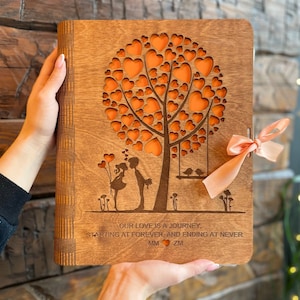 Autunno Colori Autunno Arancio Matrimonio Libro degli Ospiti, Autunno In Legno Personalizzato Wedding Guestbook, Album fotografico di nozze, Libro di ricordi, Regalo di nozze