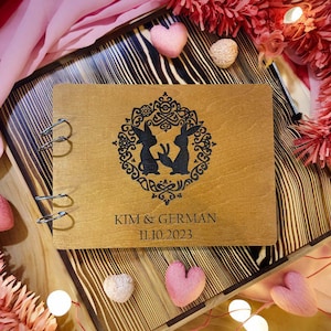 Custom Anniversary Album, Wooden Engraved Photo Album with Umbreon and Espeon, Great Anniversary Book for Couple Gift, Valentine&#39;s Day Gift