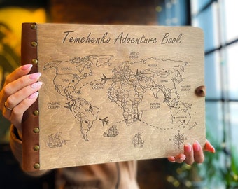 Our Adventure Photo Album, Travel Scrapbook Album, World Map Photo GuestBook, Wedding Photo Album, Adventure Book for Couples, Anniversary