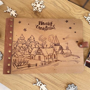 Album fotografico di Natale personalizzato Album fotografico per le vacanze con paesaggio della casa Album di ricordi personalizzato Libro dei ricordi di famiglia - Regalo per i nonni