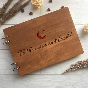 Moon Guest Book Wedding Wooden Wedding Photo Album Guestbook Alternative Polaroid Guest Book Couple Scrapbook Valentine&#39;s gift idea for her