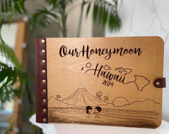 Our Honeymoon Hawaii Photo Album, Hawaii Landscape with Tropical Beach, Volcano, Palms Tree, Wedding book with Marriage Proposal in Hawaii