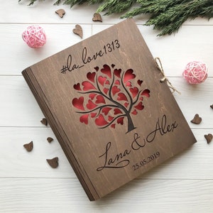Personalised Wooden Anniversary Scrapbook Couple Journal Housewarming Gift  Memory Book -  Singapore