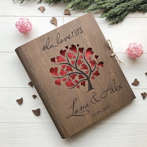 Personalised Wooden Anniversary Scrapbook Couple Journal Housewarming Gift  Memory Book -  Singapore