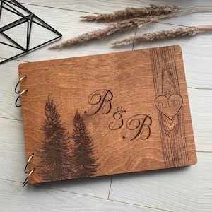 Winter Wedding Guest Book Boho Wedding Album Photobooth Guestbook Wooden Guest Book Personalized Photo Album Wedding Album