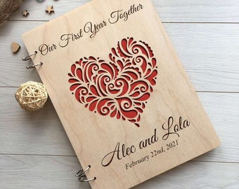 One Year Anniversary Photo Album, Wedding Photo Album, Anniversary cards, Personalized Photo Album, Valentines Couple Scrapbook