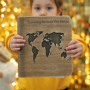 Reisekarte Skizzenbuch, Unser Abenteuerbuch Sammelalbum, Personalisiertes Abenteuerbuch für Paare, Holz Abenteuerbuch, Mein Abenteuerbuch
