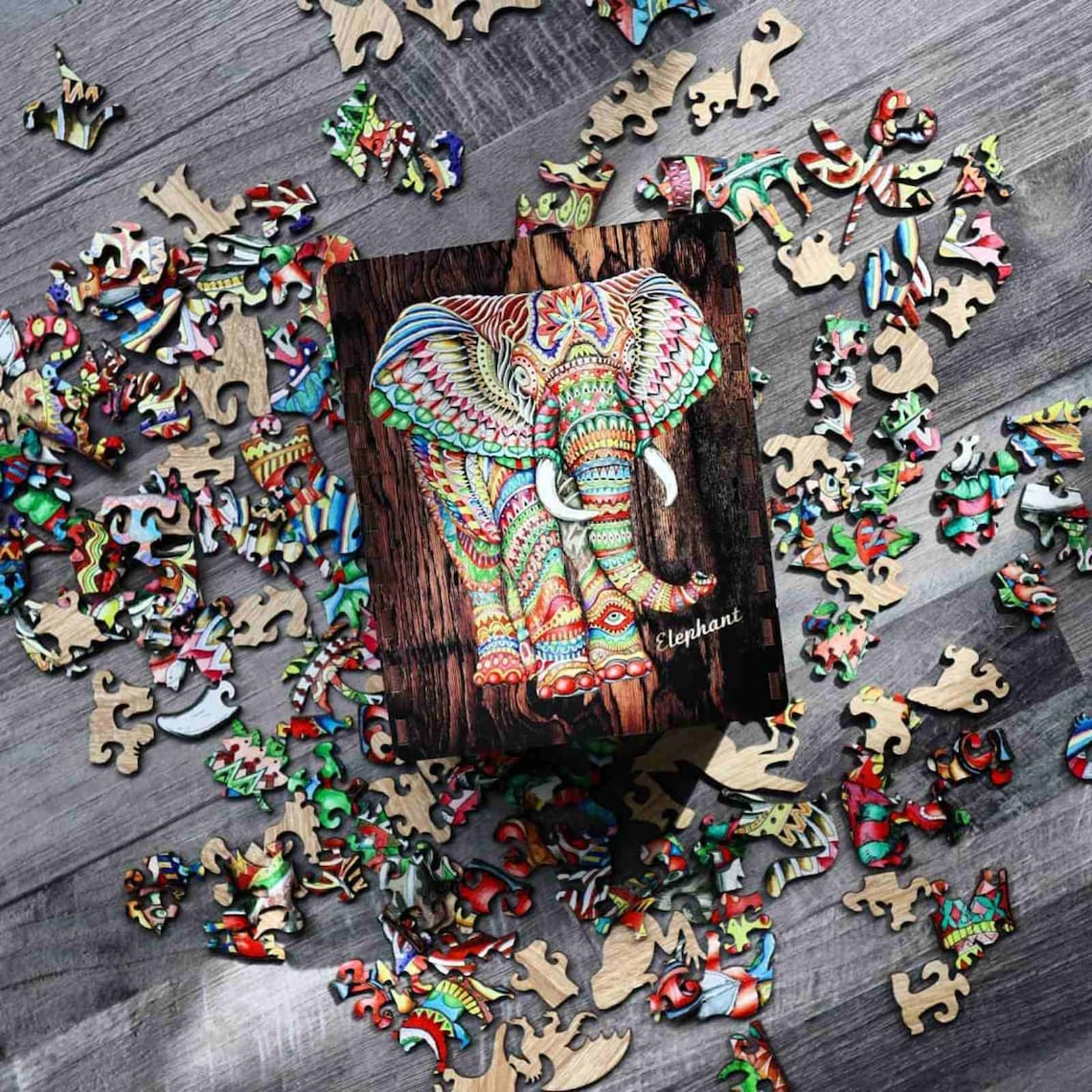 Wooden Elephant puzzles for adults and kids Jigsaw Mosaic Etsy