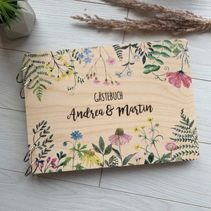 Libro degli ospiti per matrimonio fiori di campo, libro degli ospiti in legno per matrimonio, matrimonio boho, libro degli ospiti floreale, matrimonio rustico, libro degli ospiti per matrimonio, San Valentino