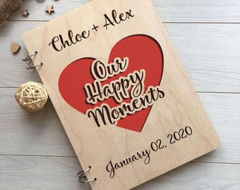 Our Happy Moments Scrapbook, Personalised Couples Memory Book, Gifts for Her, Valentine's Anniversary Photo Album, Couples Scrapbook