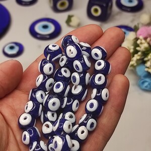 Blue Round Evil Eye Bead, Hand made Evil Eye, Evil Eye Charm, home decor, Wedding Favor, Protection Evil Eye Bead, Glass Evil Eye