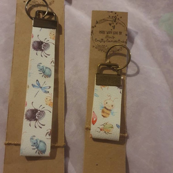 Bugs life, bug fun, cute wristlet, key fob or set of both. Gifts or keepsakes, bug, spider and ladybird styles.