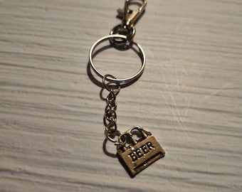 Beer crate silver style keyring, keyfob for keys, bags or purses