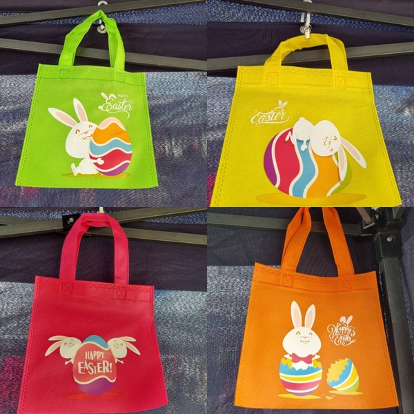 Non-woven eco-friendly Easter hunt gift tote bags bunny bags with Handles 20 x 20 cm