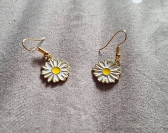 Orecchini A Fiore Boho - Pendenti Smaltati Gialli, Grandi, Per Donne E Ragazze - Foto 4