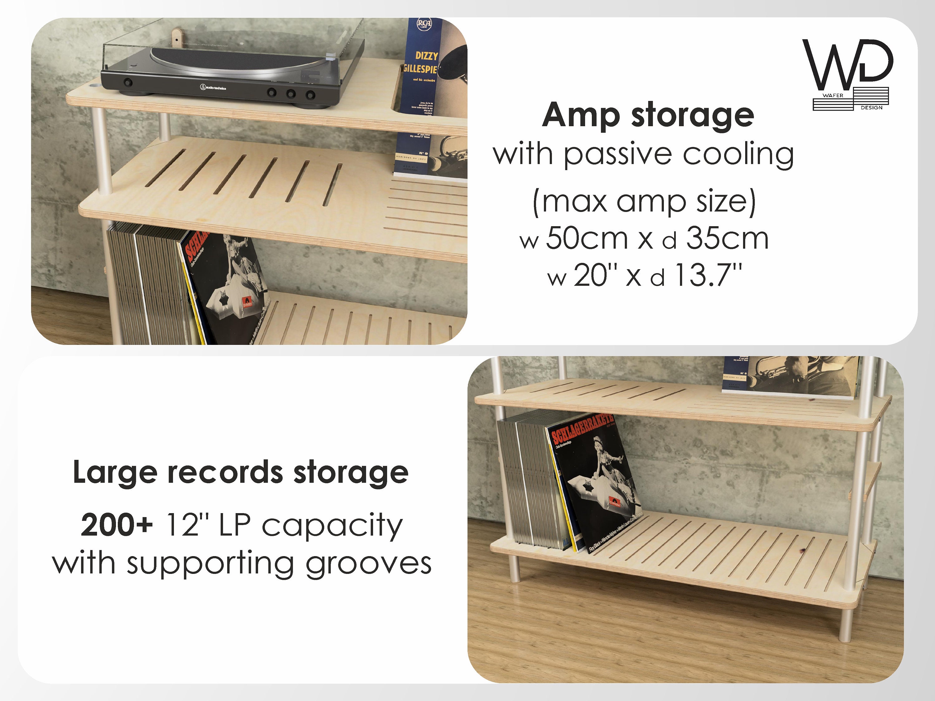 Large Record Player Stand Mcm Turntable Stand Plywood Vinyl Etsy
