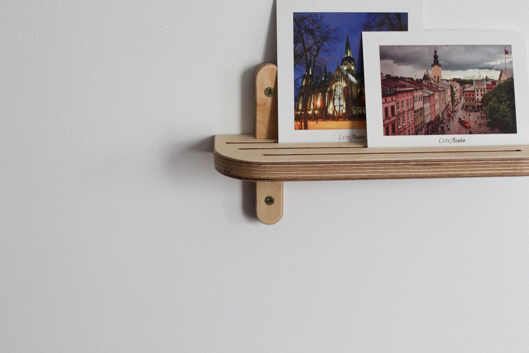 Plywood Picture Shelf Photo Display Ledge 3.5 90mm Deep Custom Length Floating Narrow Wall