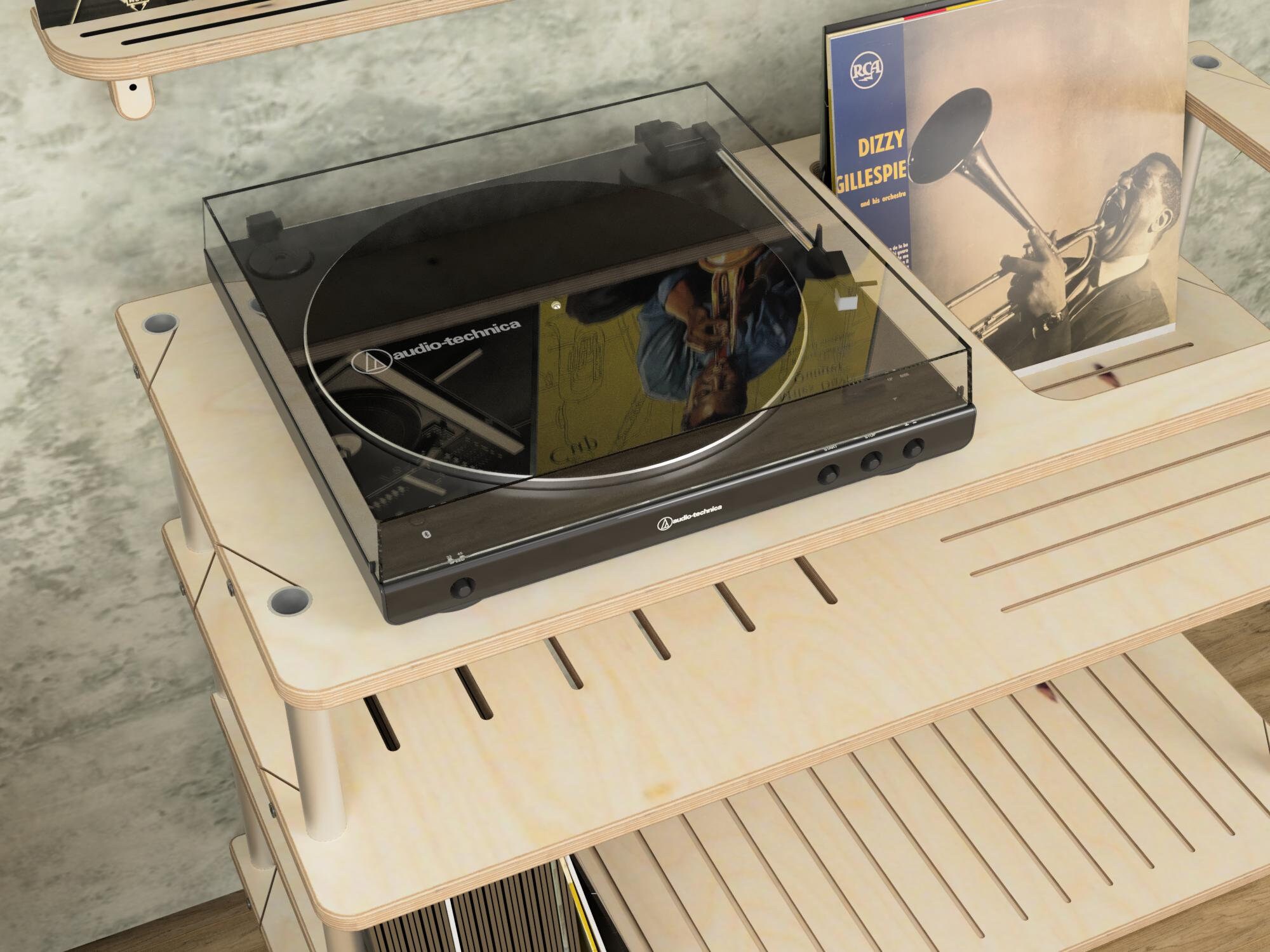 Large Record Player Stand Mcm Turntable Stand Plywood Vinyl Etsy