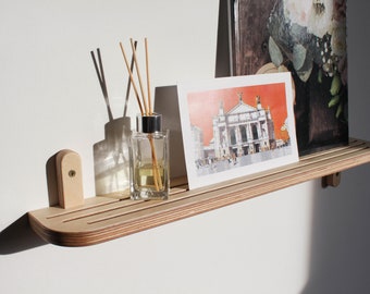 Photo gallery ledge | 3.5" (90mm) deep | Picture display shelf | Custom floating narrow wall shelves, handmade