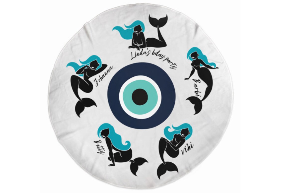 Evil Eye Rounded Beach Towel Personalized Beach Towel | Etsy