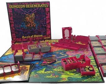 Dungeon Degenerates: Hand of Doom + Adventurer Expansion + Freaks & Psychos + Mean Streets - game insert / organizer for boardgame