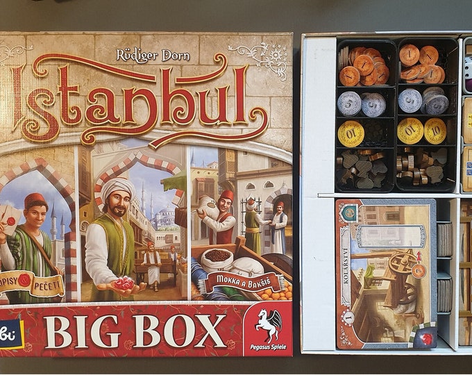Istanbul BigBox - game insert, organizer for boardgame Istanbul, version Istanbul BigBox contains Letters and Seals + Mocha and Baksheesh