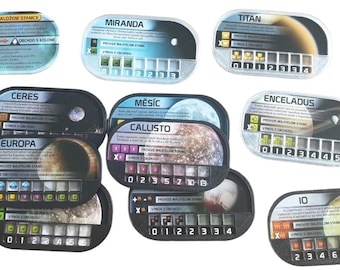 Terraforming Mars - overlays for colony tiles, set of 3D printed covers of colony tiles for Terraforming Mars expansion Colonies.