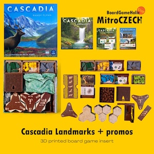 Cascadia + Cascadia Landmarks - 3D printed board game insert / box organizer